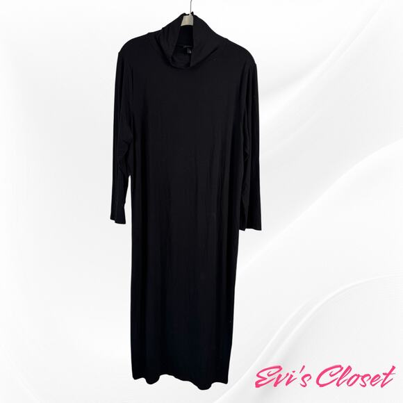 Torrid Women's Mock Turtle Neck Midi Dress Black Sz 1-XL Black Knit Stretch - Picture 5 of 9